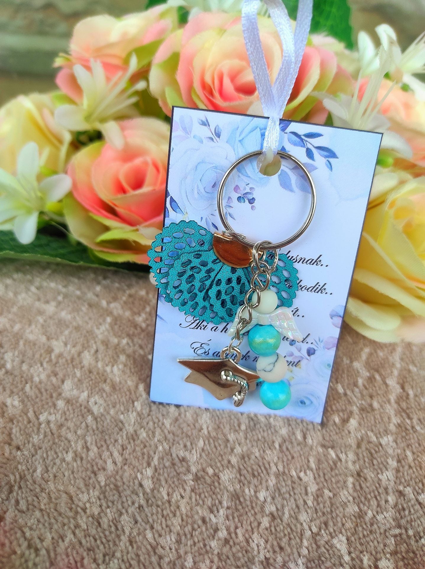 Kék ballagási ásvány kulcstartó